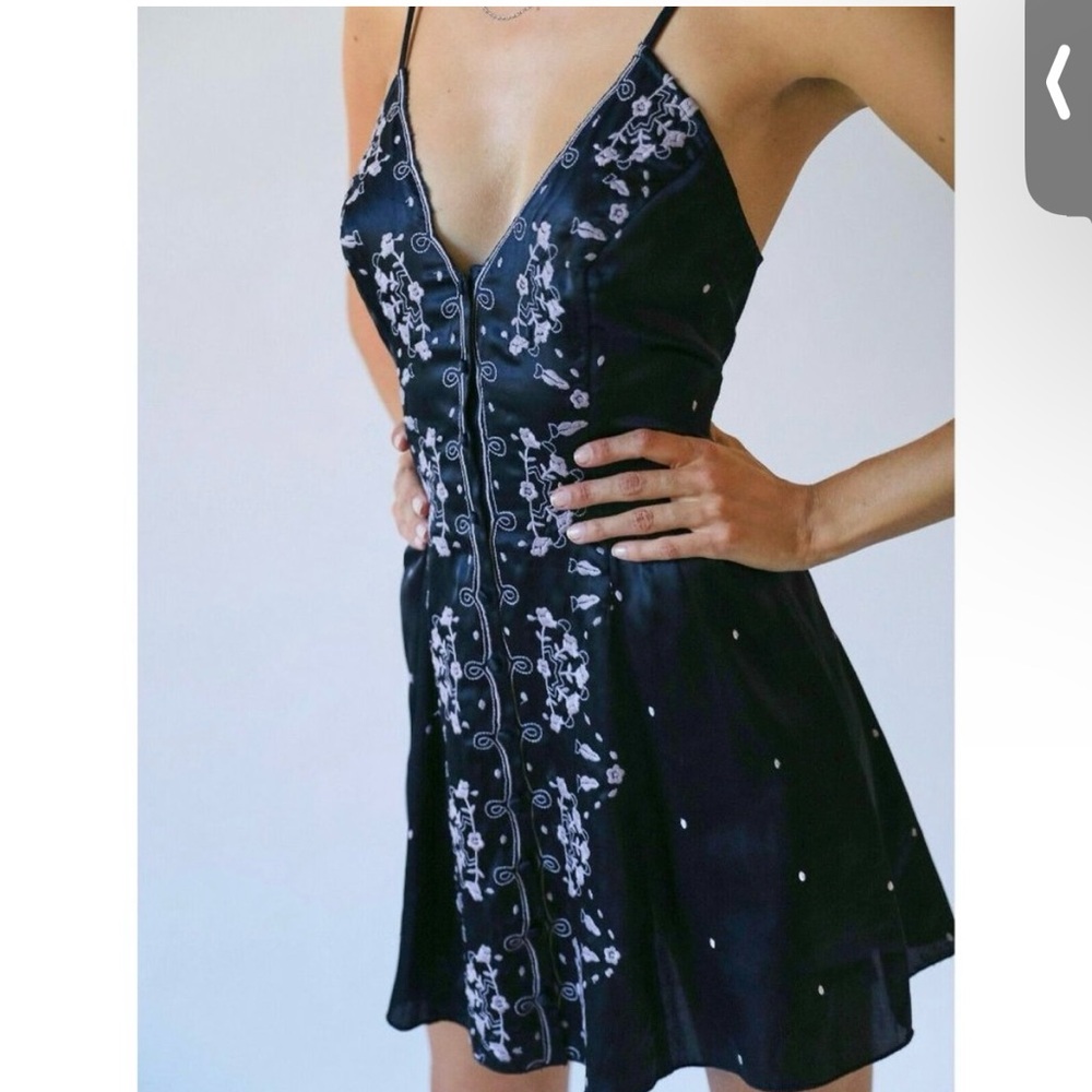 Free People Intimately Say My Name Slip Dress XS color Viridian w/baby blue